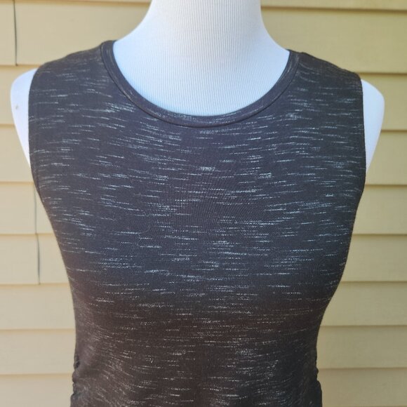 Antistar Black Marled Bodycon Dress Ruched Sides Sleeveless Crewneck - Picture 4 of 13